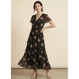 Abercrombie & Fitch Black and Yellow Floral Maxi Dress